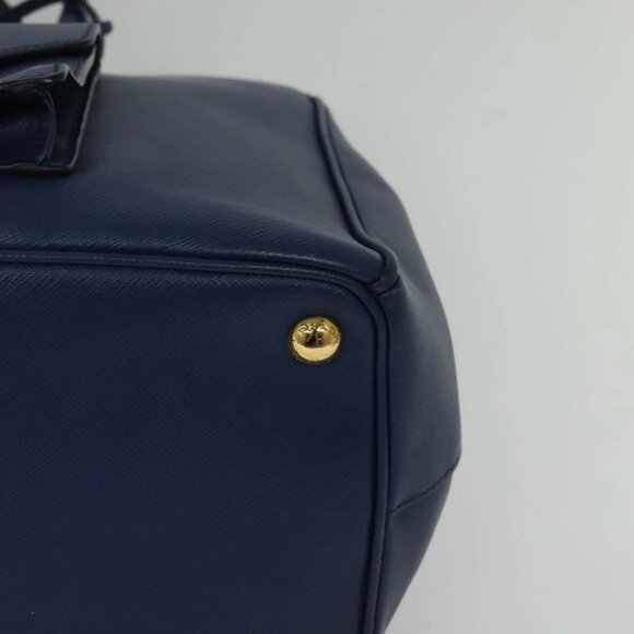 PRADA Hand Bag Safiano leather 2way Blue Gold Auth 125760 - Picture 11 of 14